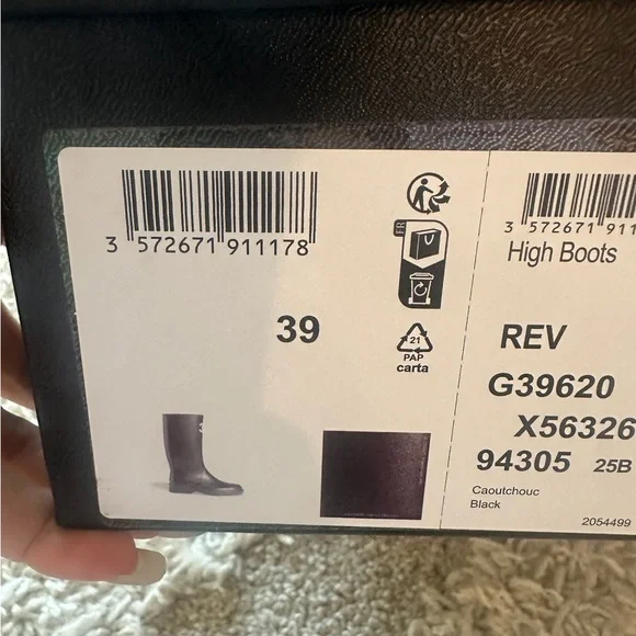 Authentic CHANEL Black and White Logo Rain Boots size 39 US 9 - Picture 7 of 7